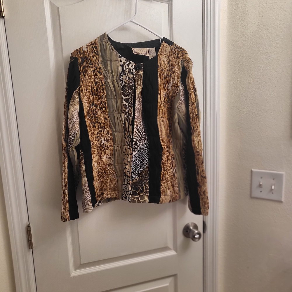 Chic Patchwork Animal Print Blouse - image 4